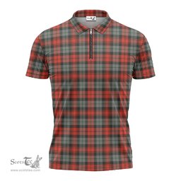 ScotsTee Shop Scottish MacLachlan Weathered Clan Tartan Zipper Polo Shirt