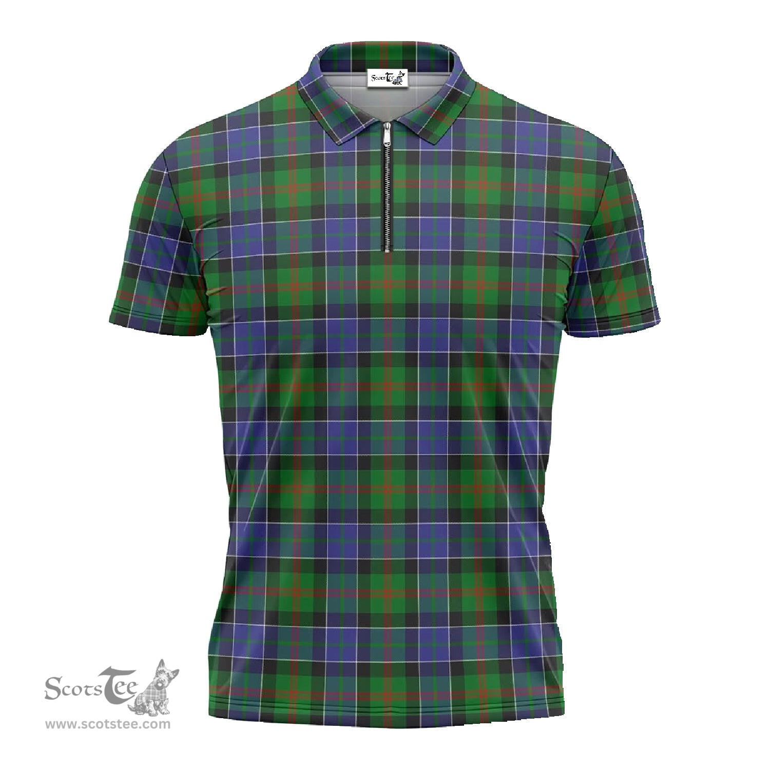 ScotsTee Shop Scottish Paterson Clan Tartan Zipper Polo Shirt