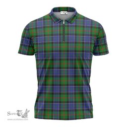 ScotsTee Shop Scottish Paterson Clan Tartan Zipper Polo Shirt