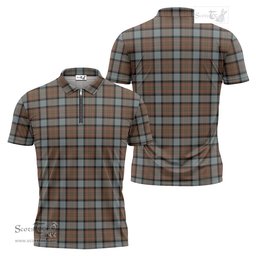 ScotsTee Shop Scottish MacLaren Weathered Clan Tartan Zipper Polo Shirt