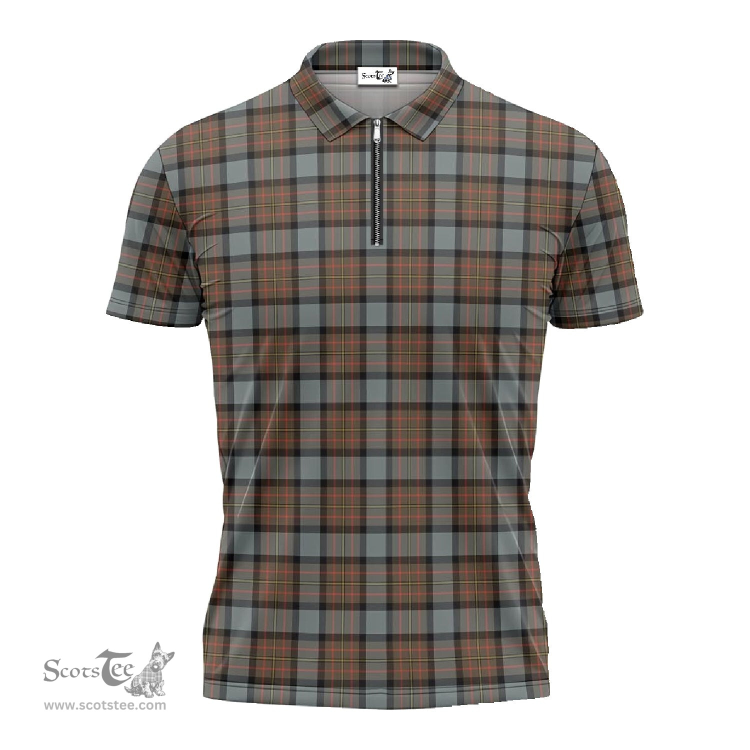 ScotsTee Shop Scottish MacLaren Weathered Clan Tartan Zipper Polo Shirt