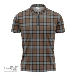 ScotsTee Shop Scottish MacLaren Weathered Clan Tartan Zipper Polo Shirt