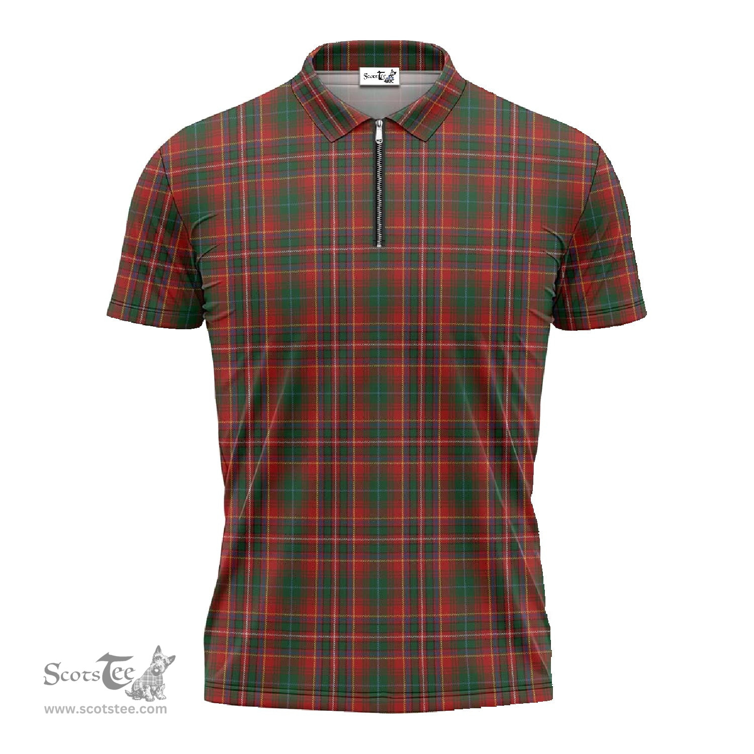 ScotsTee Shop Scottish MacInnes Hastie Clan Tartan Zipper Polo Shirt