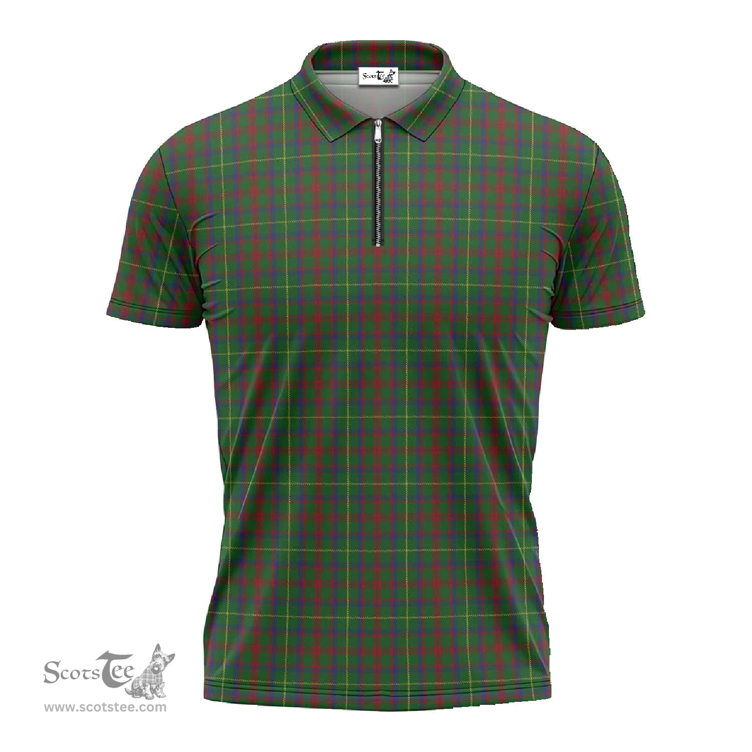 ScotsTee Shop Scottish MacKintosh Hunting Clan Tartan Zipper Polo Shirt