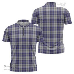 ScotsTee Shop Scottish MacPherson Dress Blue Clan Tartan Zipper Polo Shirt