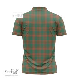 ScotsTee Shop Scottish Menzies Green Ancient Clan Tartan Zipper Polo Shirt