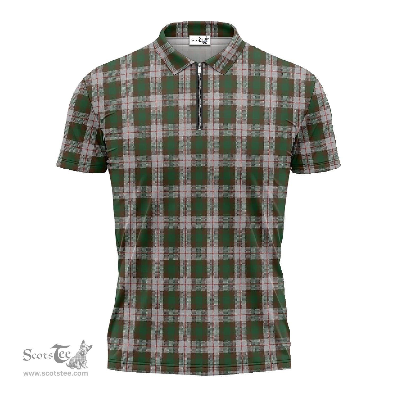 ScotsTee Shop Scottish MacKinnon Dress Clan Tartan Zipper Polo Shirt