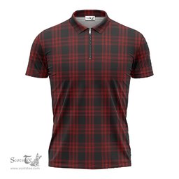 ScotsTee Shop Scottish Menzies Hunting Clan Tartan Zipper Polo Shirt