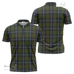 ScotsTee Shop Scottish MacRae Hunting Clan Tartan Zipper Polo Shirt