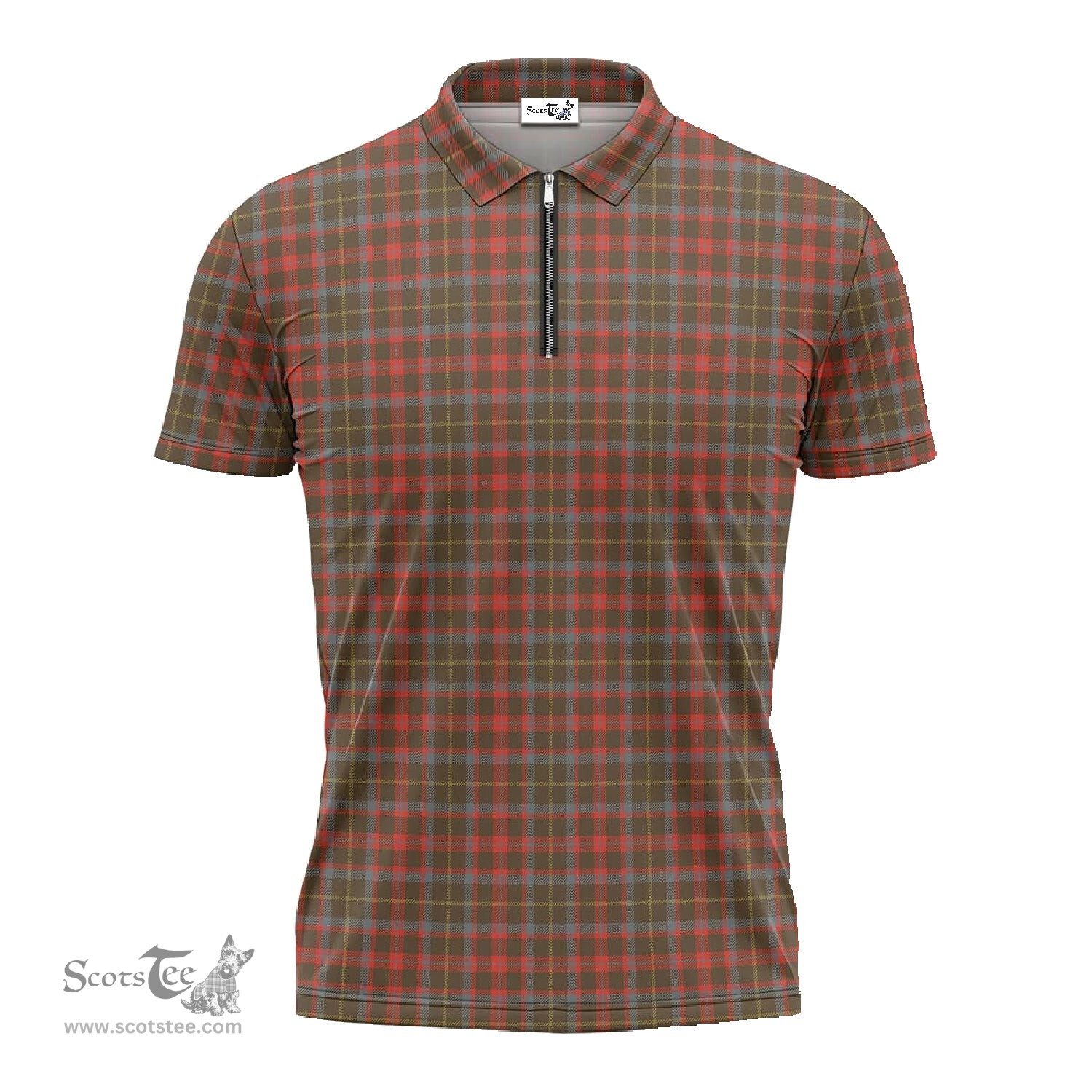 ScotsTee Shop Scottish MacIntosh Hunting Weathered Clan Tartan Zipper Polo Shirt