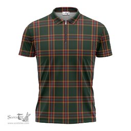 ScotsTee Shop Scottish Moran Family Ubique Clan Tartan Zipper Polo Shirt