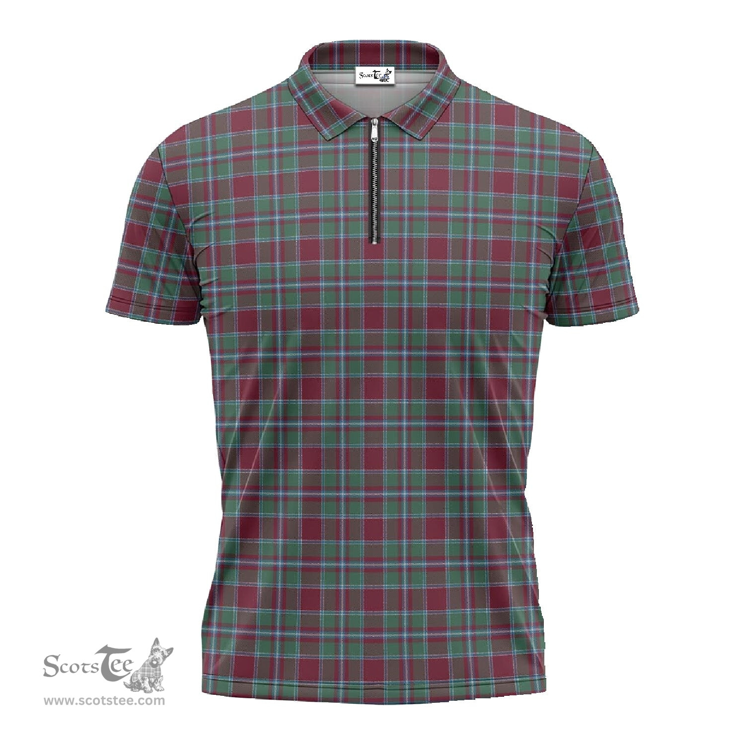 ScotsTee Shop Scottish Spens (Spence) Clan Tartan Zipper Polo Shirt