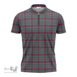 ScotsTee Shop Scottish Spens (Spence) Clan Tartan Zipper Polo Shirt