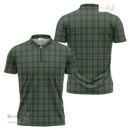 ScotsTee Shop Scottish Scott Green Clan Tartan Zipper Polo Shirt