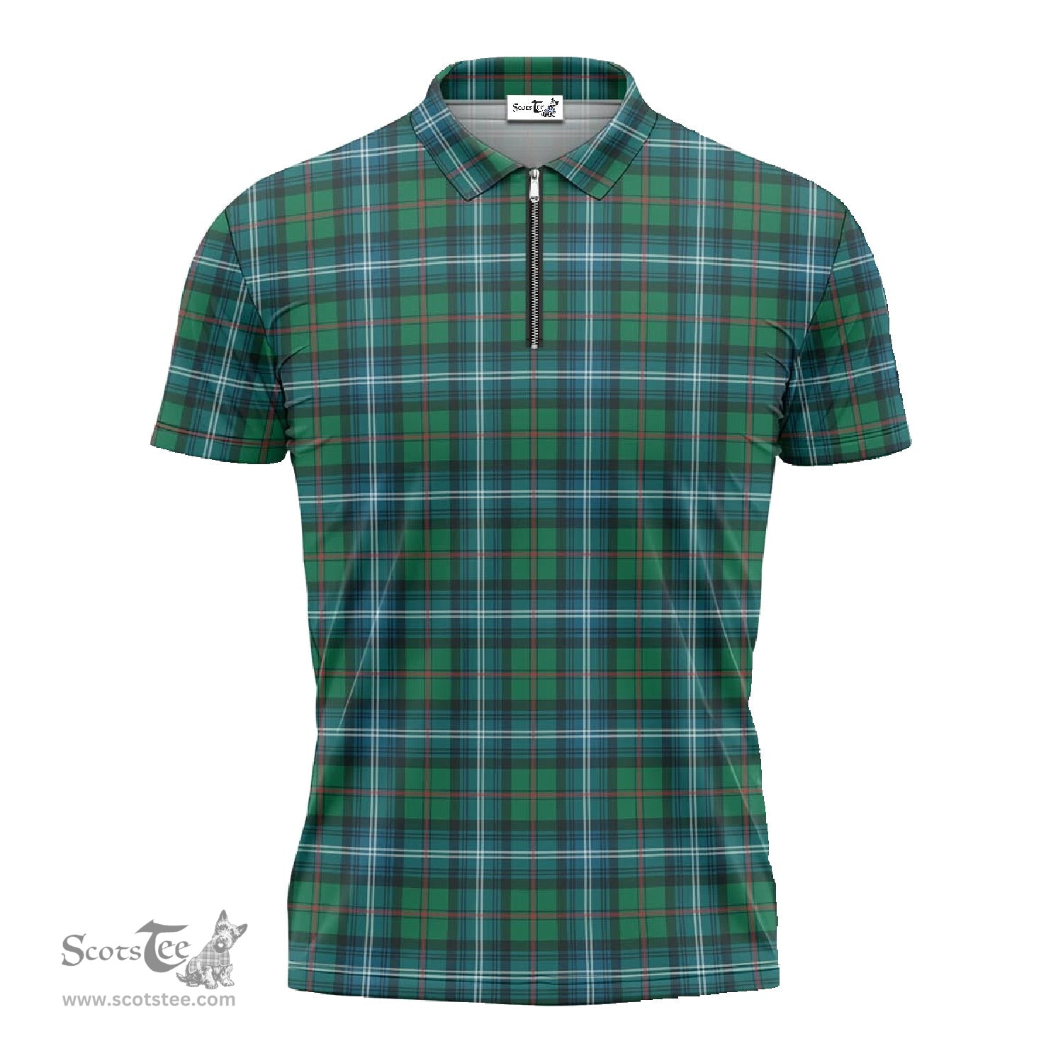 ScotsTee Shop Scottish Urquhart Ancient Clan Tartan Zipper Polo Shirt