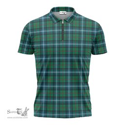 ScotsTee Shop Scottish Urquhart Ancient Clan Tartan Zipper Polo Shirt