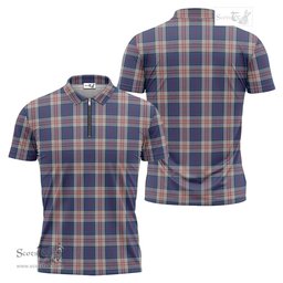 ScotsTee Shop Scottish Stewart of Appin Hunting Dress Clan Tartan Zipper Polo Shirt