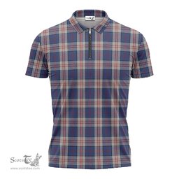 ScotsTee Shop Scottish Stewart of Appin Hunting Dress Clan Tartan Zipper Polo Shirt