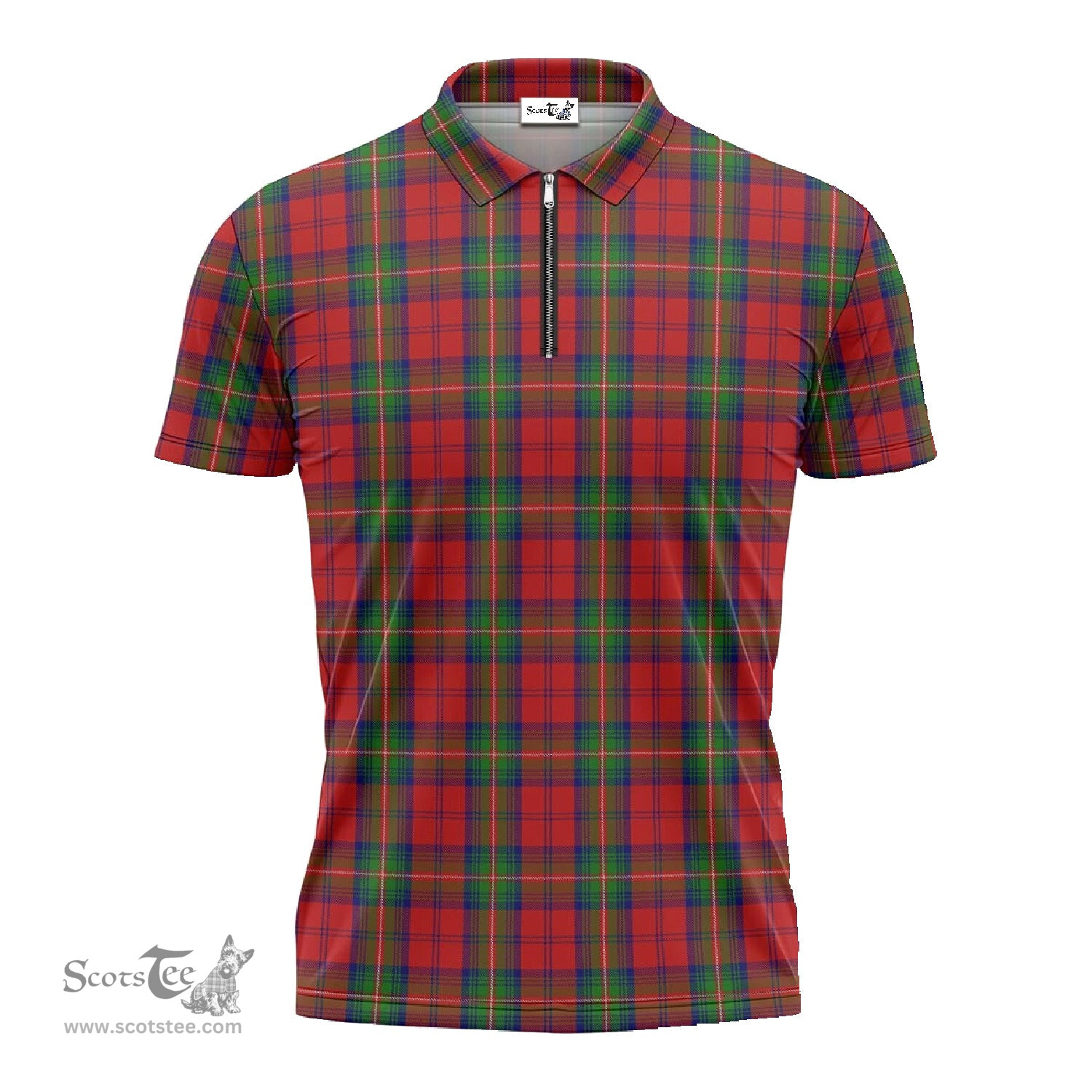 ScotsTee Shop Scottish Waddell (Fife), Greg Clan Tartan Zipper Polo Shirt