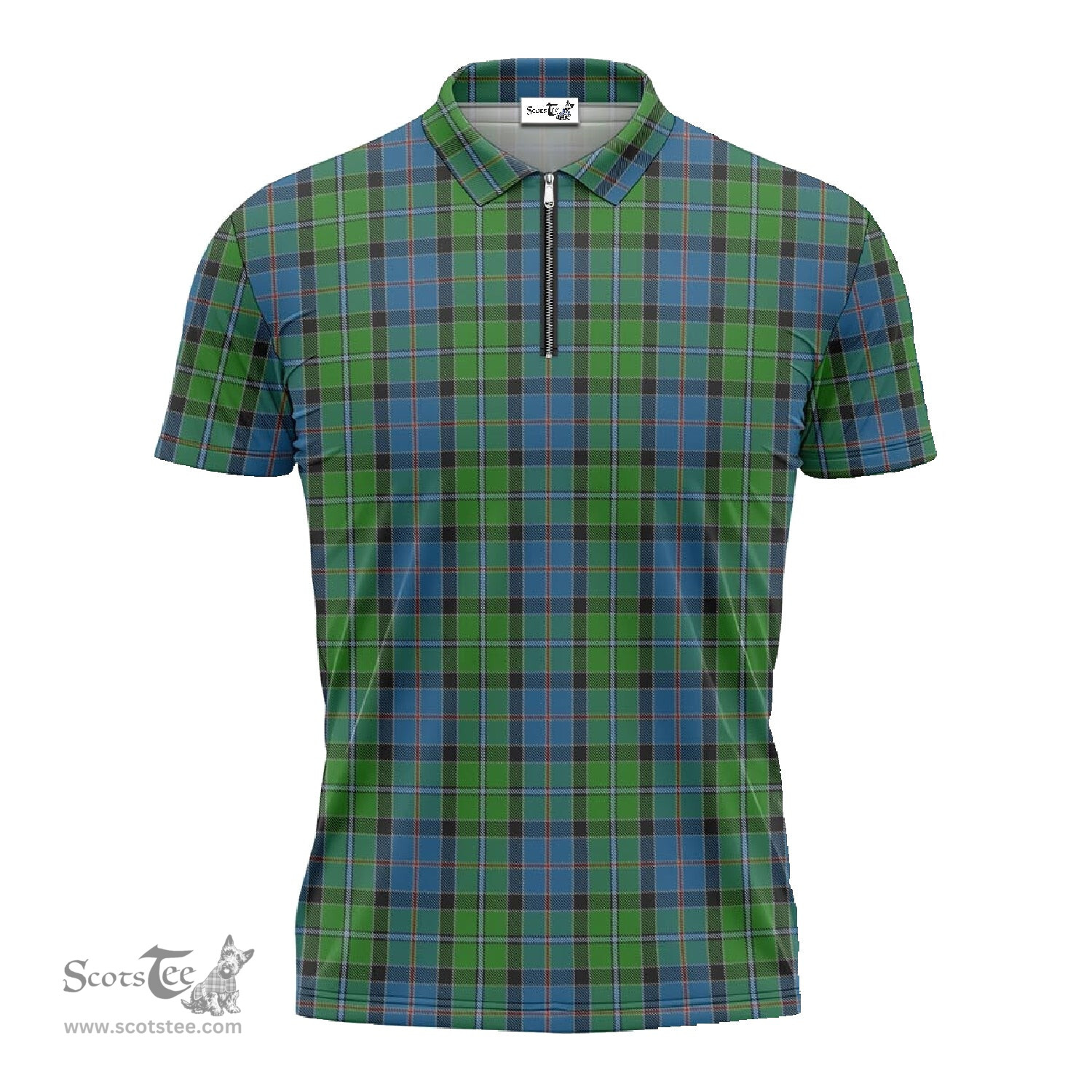 ScotsTee Shop Scottish Stirling Clan Tartan Zipper Polo Shirt