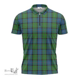 ScotsTee Shop Scottish Stirling Clan Tartan Zipper Polo Shirt