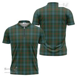 ScotsTee Shop Scottish Ross Hunting Clan Tartan Zipper Polo Shirt
