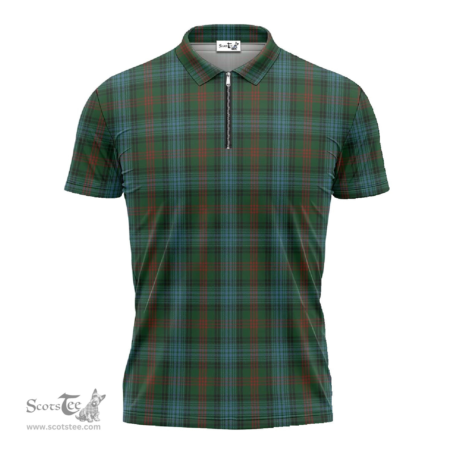 ScotsTee Shop Scottish Ross Hunting Clan Tartan Zipper Polo Shirt