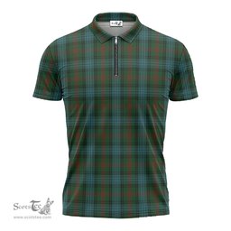 ScotsTee Shop Scottish Ross Hunting Clan Tartan Zipper Polo Shirt