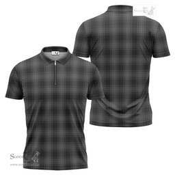 ScotsTee Shop Scottish Stewart Mourning Clan Tartan Zipper Polo Shirt