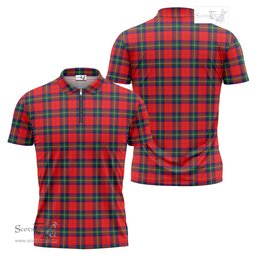 ScotsTee Shop Scottish Ruthven Modern Clan Tartan Zipper Polo Shirt