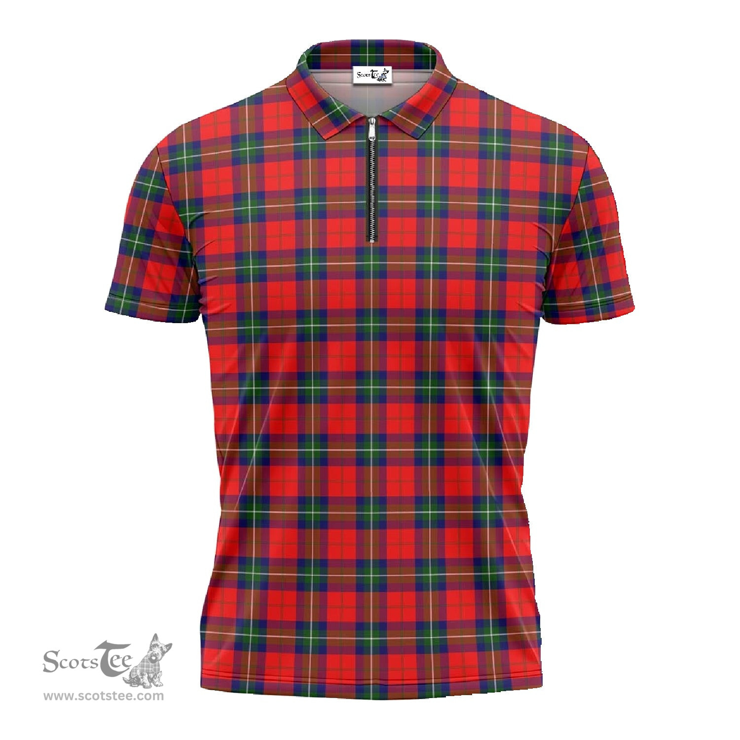 ScotsTee Shop Scottish Ruthven Modern Clan Tartan Zipper Polo Shirt