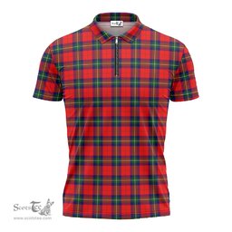 ScotsTee Shop Scottish Ruthven Modern Clan Tartan Zipper Polo Shirt