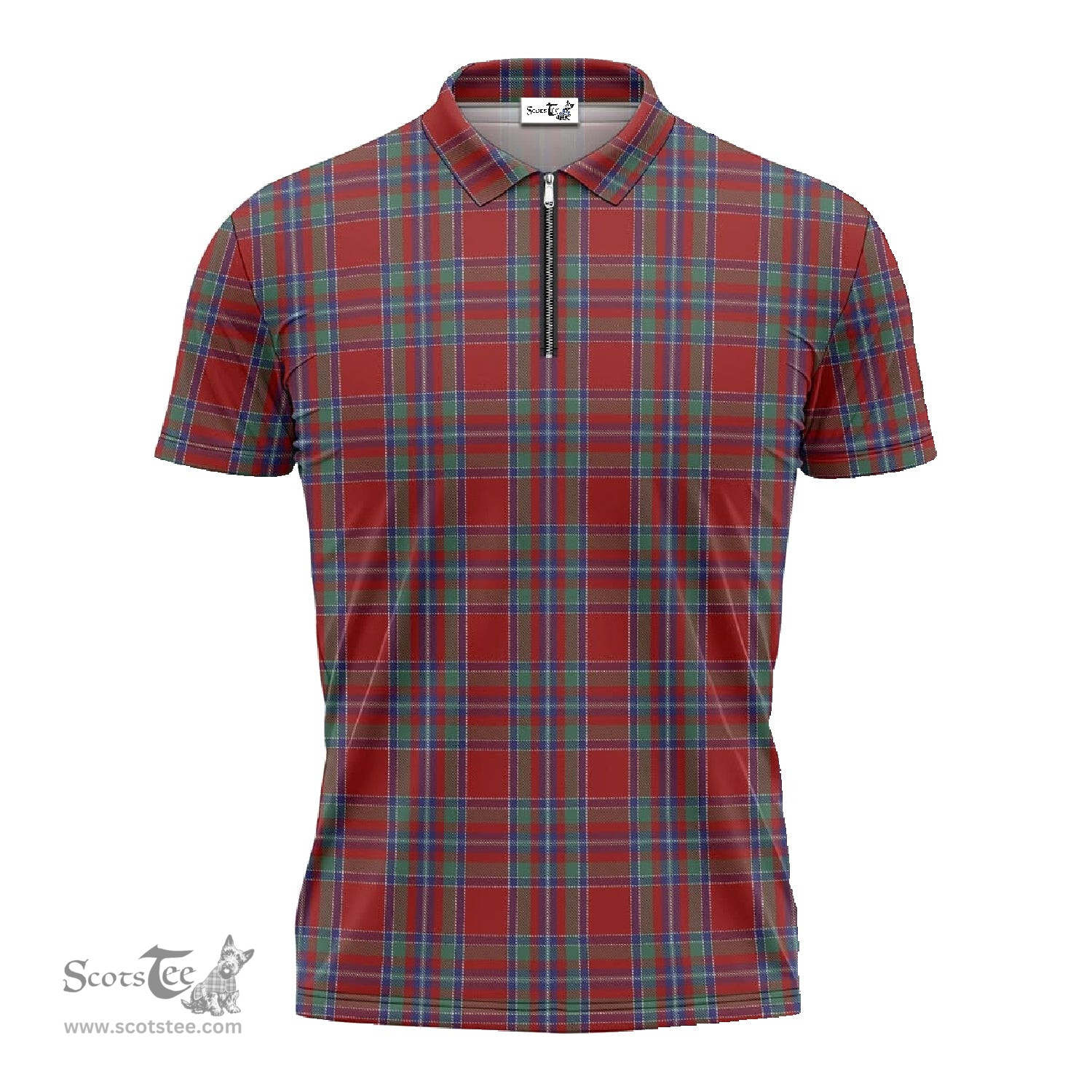 ScotsTee Shop Scottish Spens Clan Tartan Zipper Polo Shirt