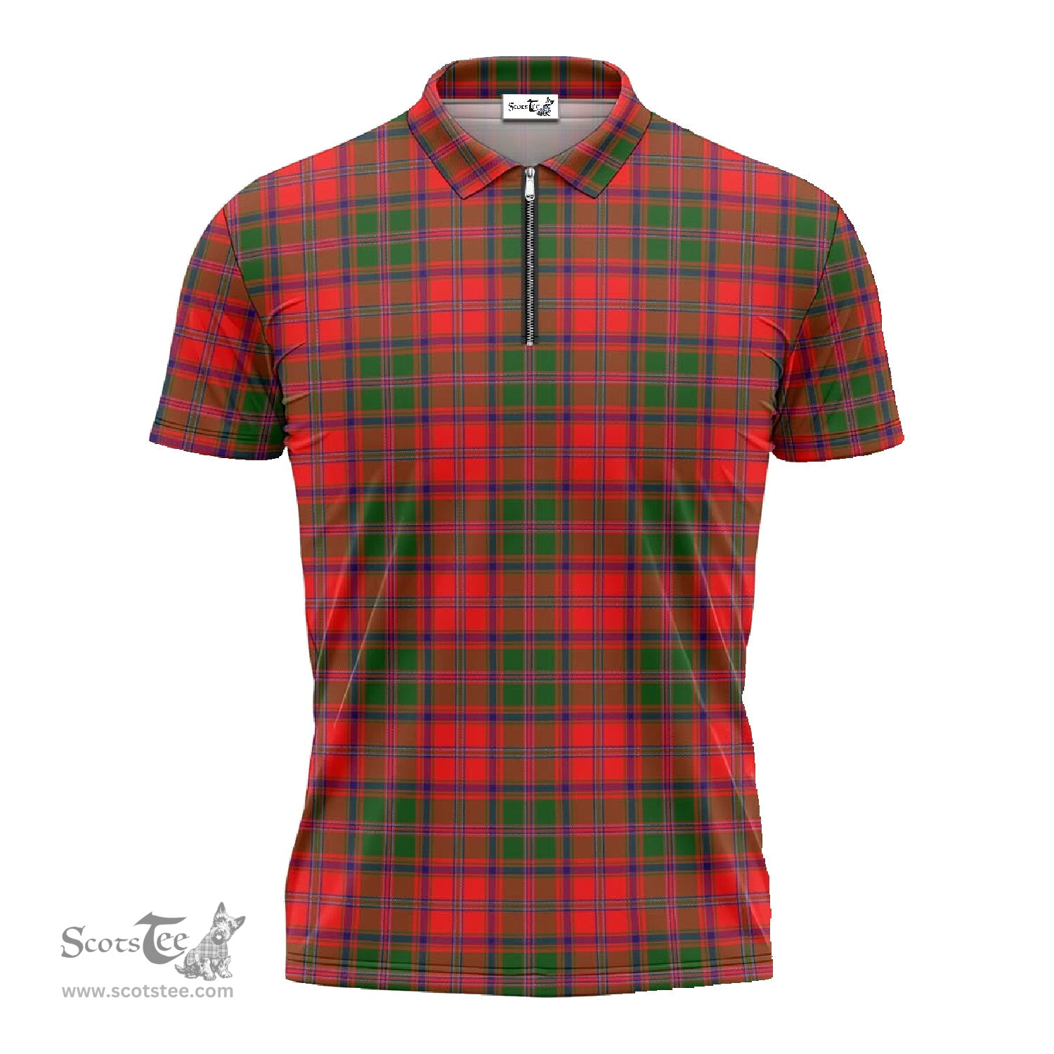 ScotsTee Shop Scottish Stewart of Appin Modern Clan Tartan Zipper Polo Shirt
