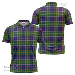 ScotsTee Shop Scottish Whitefoord Modern Clan Tartan Zipper Polo Shirt