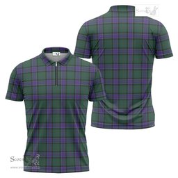 ScotsTee Shop Scottish Sinclair Hunting Modern Clan Tartan Zipper Polo Shirt