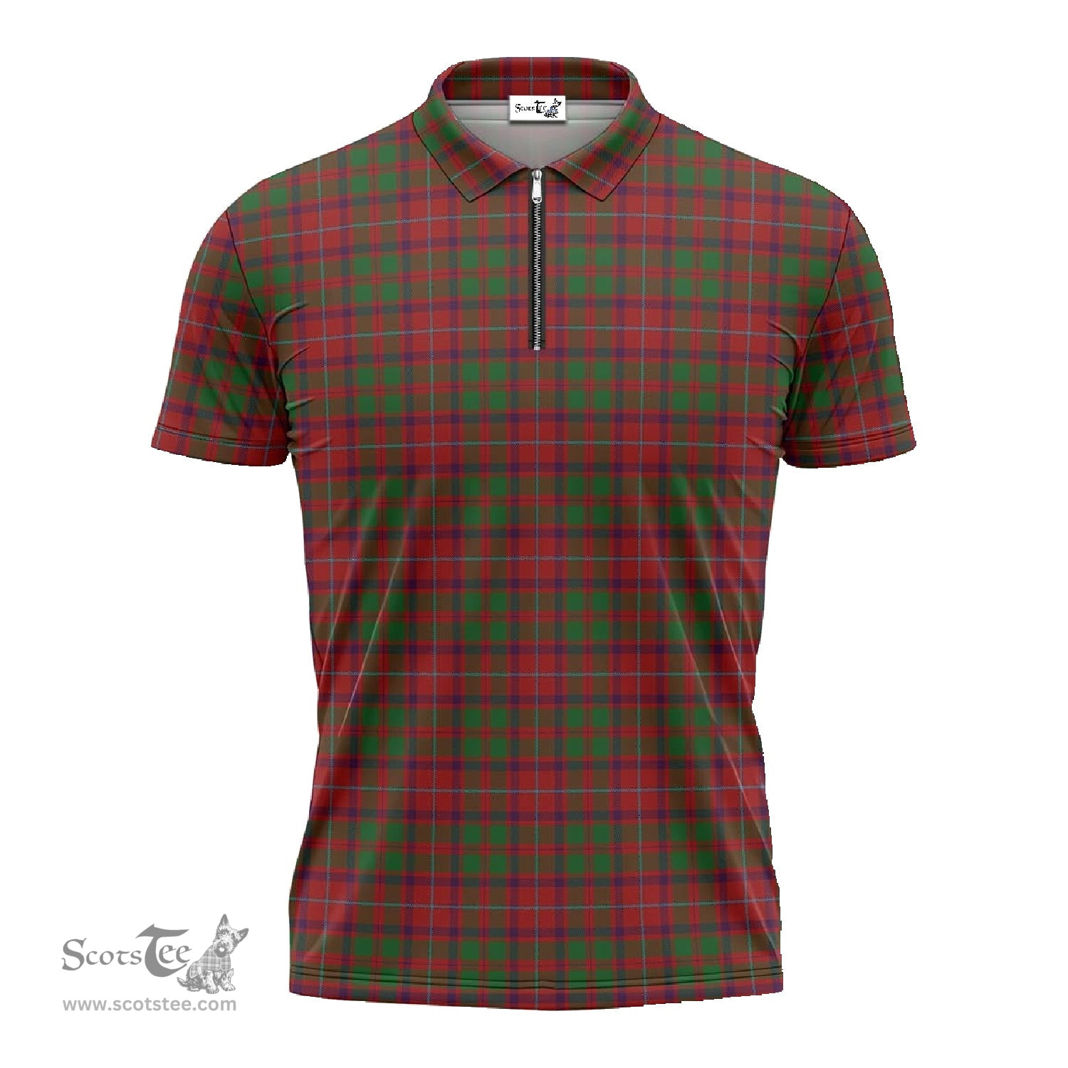 ScotsTee Shop Scottish Shaw of Tordarroch Red Dress Clan Tartan Zipper Polo Shirt