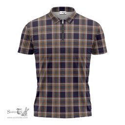 ScotsTee Shop Scottish Stewart Navy Clan Tartan Zipper Polo Shirt