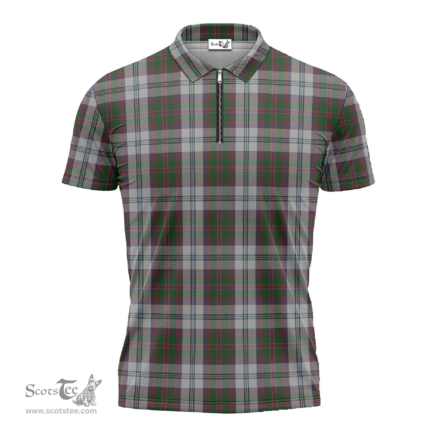 ScotsTee Shop Scottish Stewart of Appin Dress Clan Tartan Zipper Polo Shirt
