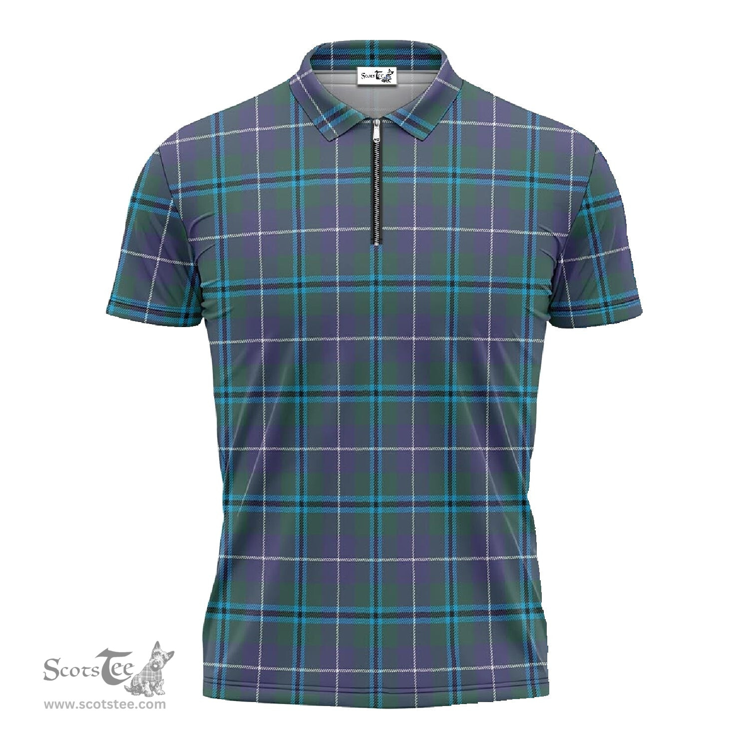 ScotsTee Shop Scottish Sandilands Clan Tartan Zipper Polo Shirt