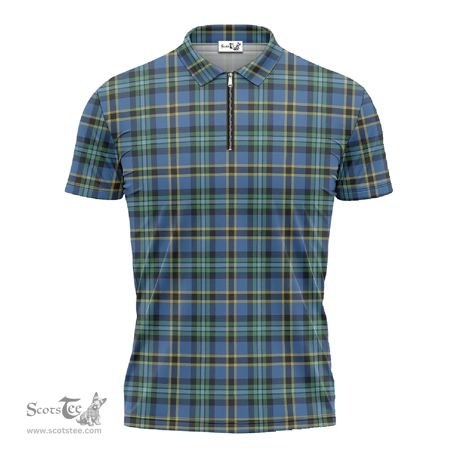 ScotsTee Shop Scottish Weir Ancient Clan Tartan Zipper Polo Shirt