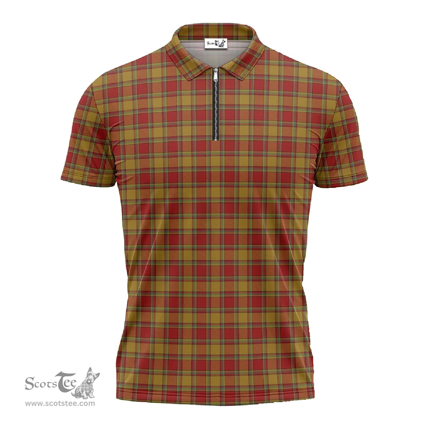 ScotsTee Shop Scottish Scrymgeour Clan Tartan Zipper Polo Shirt