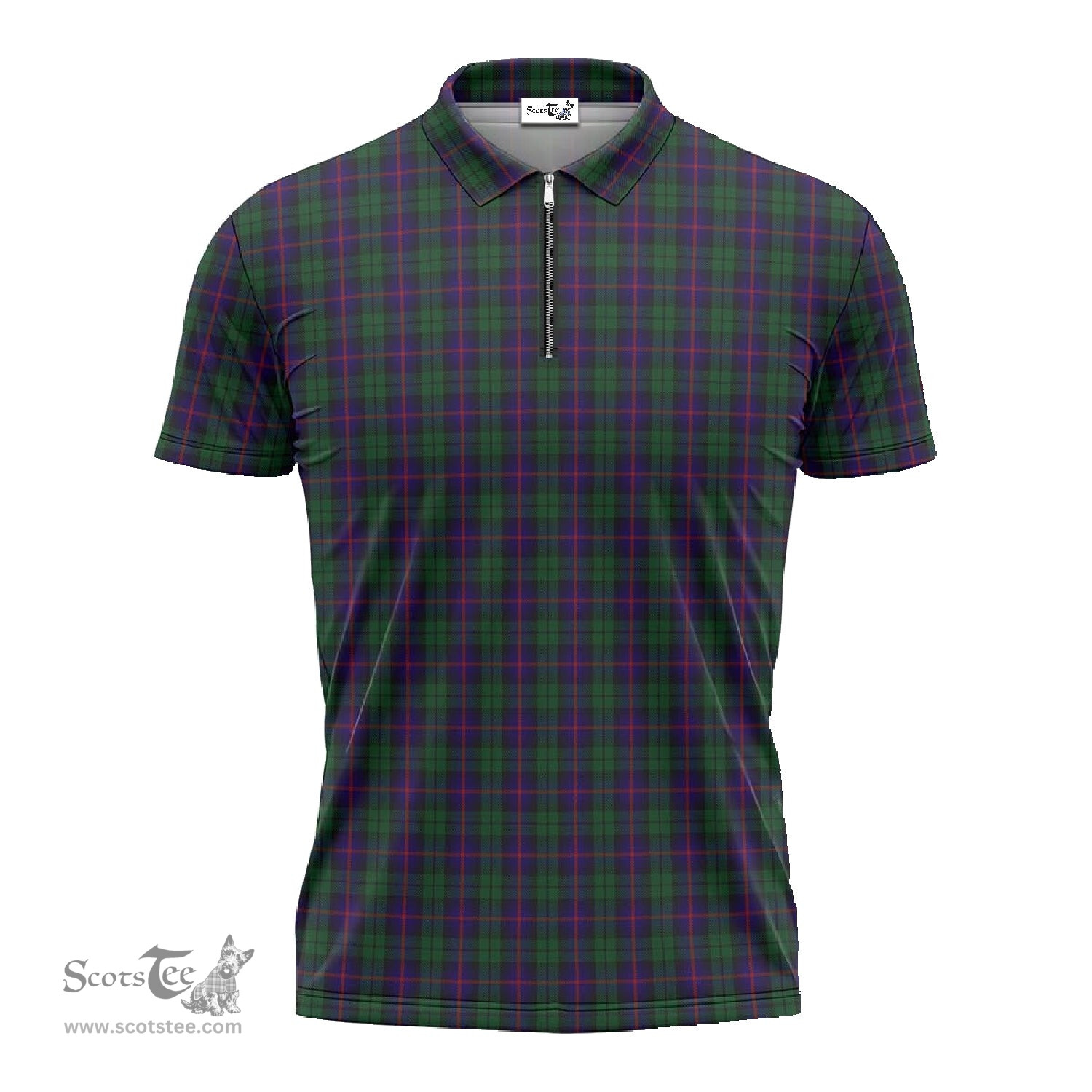 ScotsTee Shop Scottish Urquhart Clan Tartan Zipper Polo Shirt