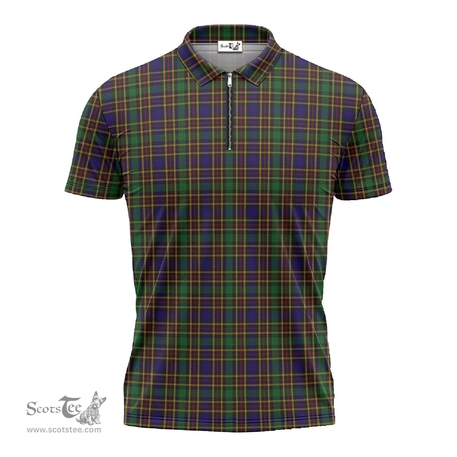 ScotsTee Shop Scottish Vosko Clan Tartan Zipper Polo Shirt