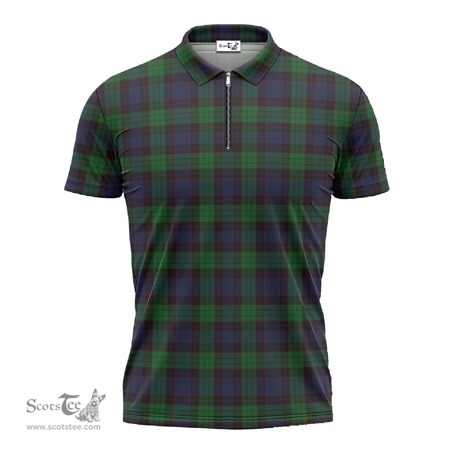 ScotsTee Shop Scottish Stewart Old Clan Tartan Zipper Polo Shirt