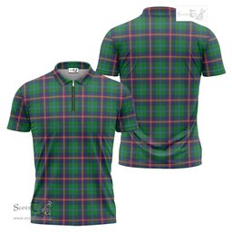 ScotsTee Shop Scottish Young Modern Clan Tartan Zipper Polo Shirt