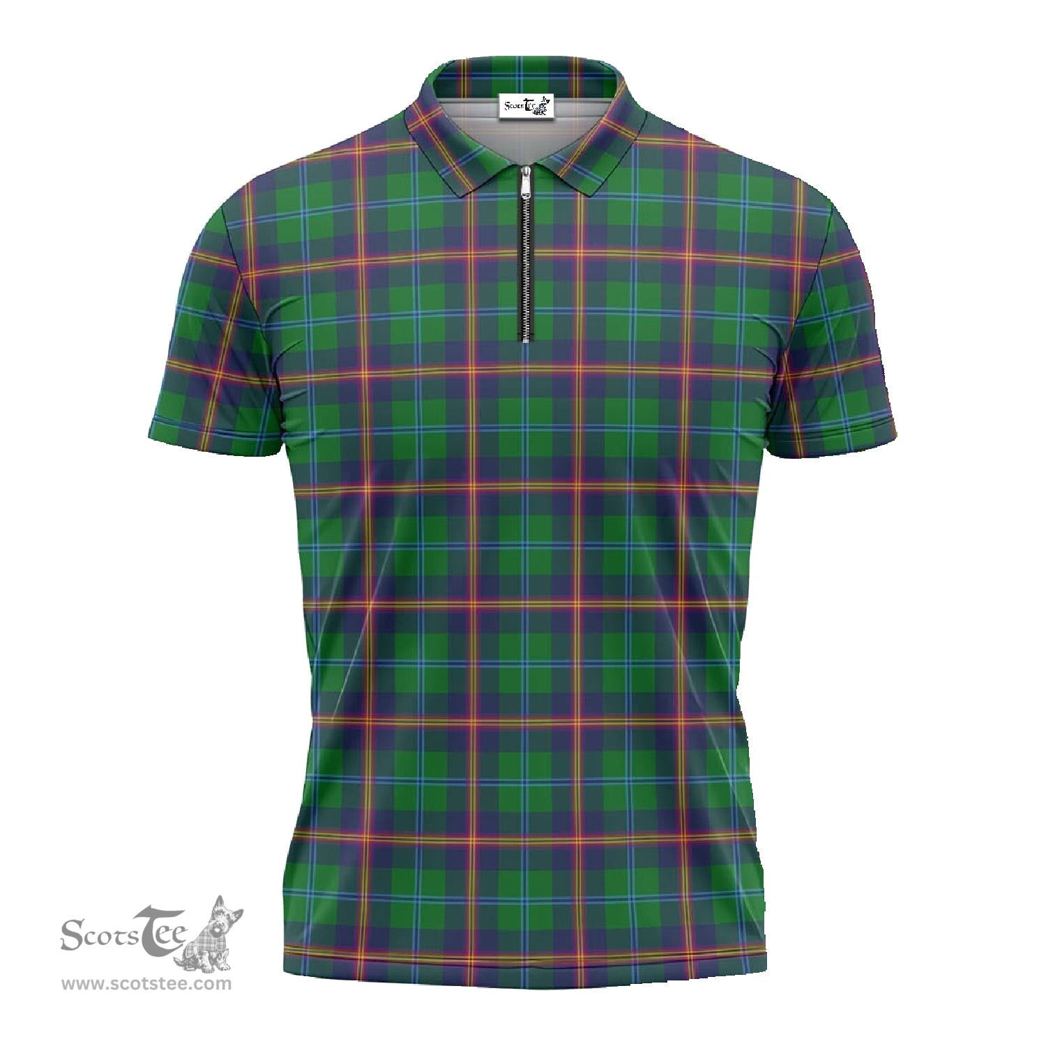 ScotsTee Shop Scottish Young Modern Clan Tartan Zipper Polo Shirt