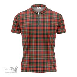 ScotsTee Shop Scottish Stewart Royal Modern Clan Tartan Zipper Polo Shirt