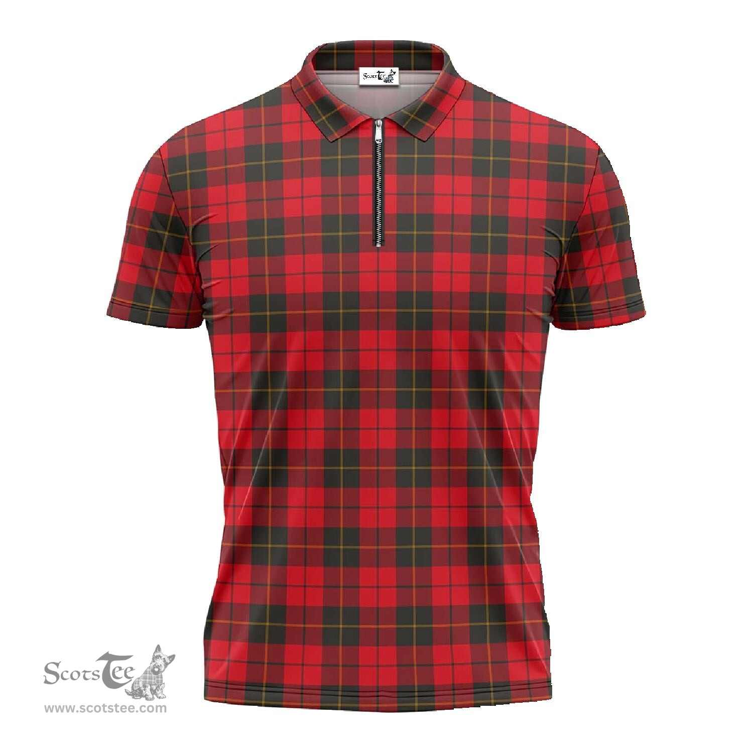 ScotsTee Shop Scottish Wallace Weathered Clan Tartan Zipper Polo Shirt
