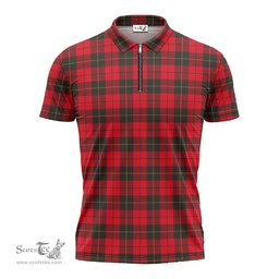 ScotsTee Shop Scottish Wallace Weathered Clan Tartan Zipper Polo Shirt